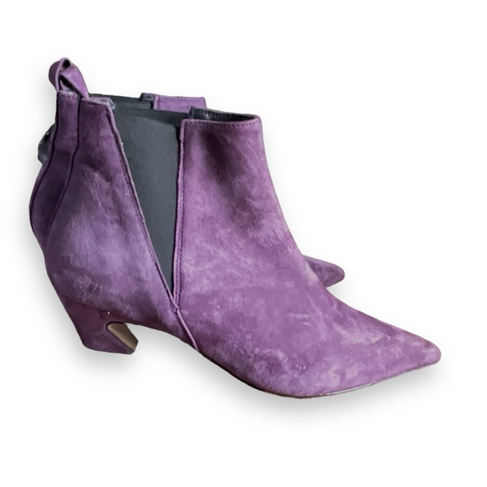 L’Intervalle Shoes Leather Chelsea Purple Pointy‎ Toe Booties Boots Size 7 NWT